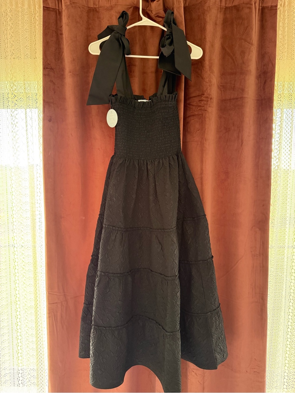 Hill House Ribbon Ellie Nap Dress, Rare Black Jacquard, Size Small - Picture 3 of 9